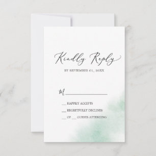 Watercolor Wash   Green Simple RSVP Card