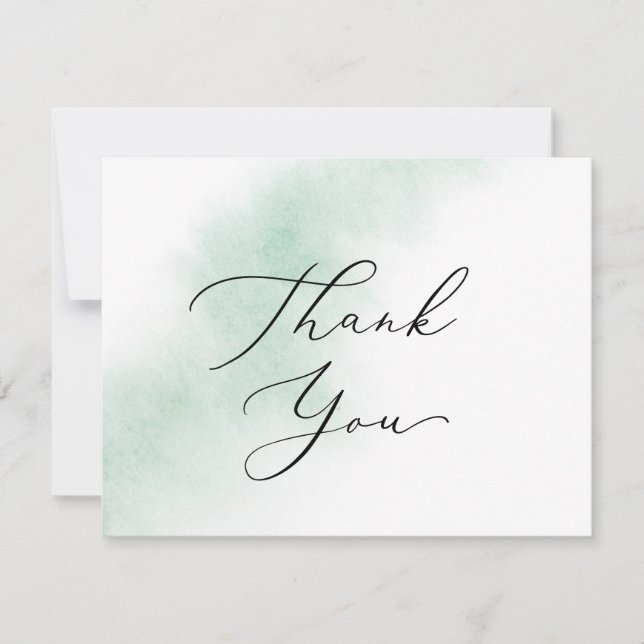 Watercolor Wash | Green Thank You Card (Front)