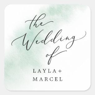 Watercolor Wash   Green Wedding Envelope Seals
