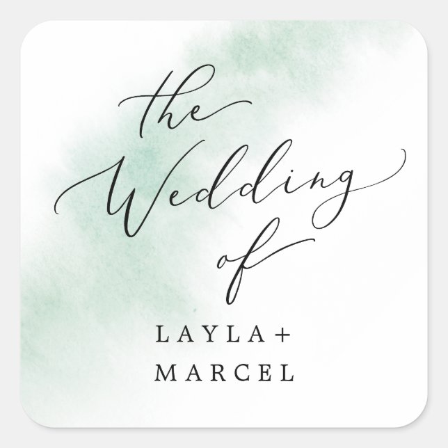Watercolor Wash | Green Wedding Envelope Seals (Front)