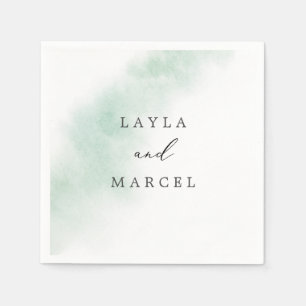 Watercolor Wash Green Wedding Napkin