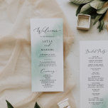 Watercolor Wash | Green Wedding Program Programme<br><div class="desc">This watercolor wash green wedding program is perfect for a modern wedding. The simple and classic design features a splash of pastel sage green water colour with minimalist elegant style. Include the name of the bride and groom, the wedding date and location, thank you message, order of service, bridal party...</div>