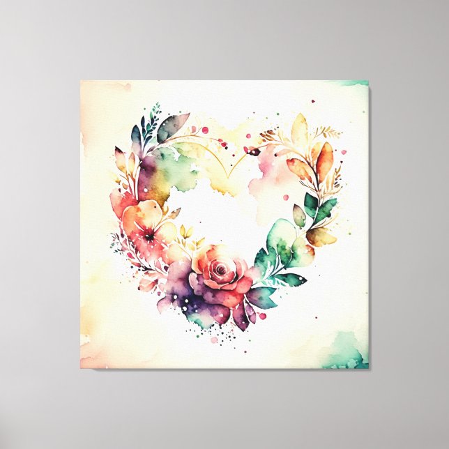 Watercolor Wash Heart # 1 Canvas Print (Front)