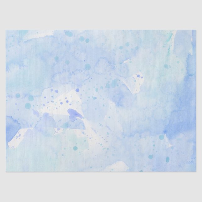 Watercolor Wash Modern Simple Aqua Sky Blue White Tissue Paper (Front)