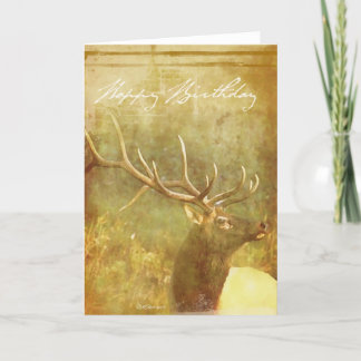 Watercolor wash Painted Elk Birthday Card