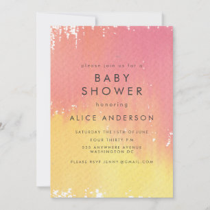 Watercolor Wash Pink Girls Baby Shower Invite