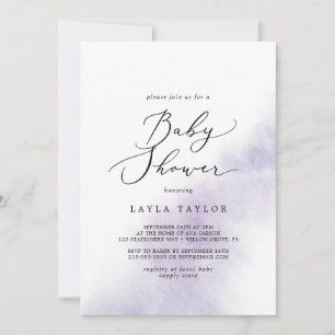 Watercolor Wash   Purple Baby Shower Invitation
