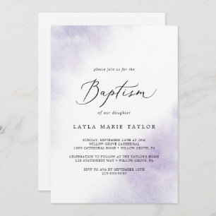 Watercolor Wash Purple Baptism Invitation