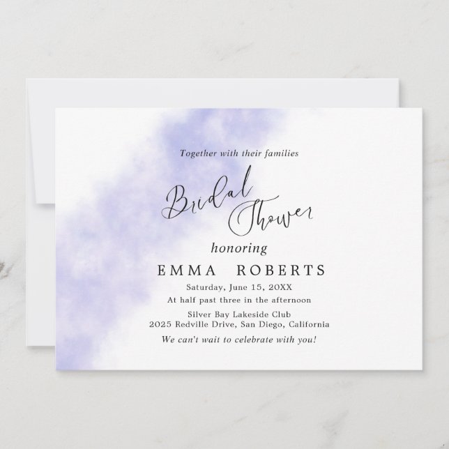 Watercolor Wash | Purple Bridal Shower Invitation (Front)