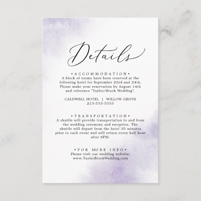 Watercolor Wash | Purple Details Enclosure Card (Front)