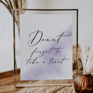 Watercolor Wash Purple Doughnut Favour Wedding Poster