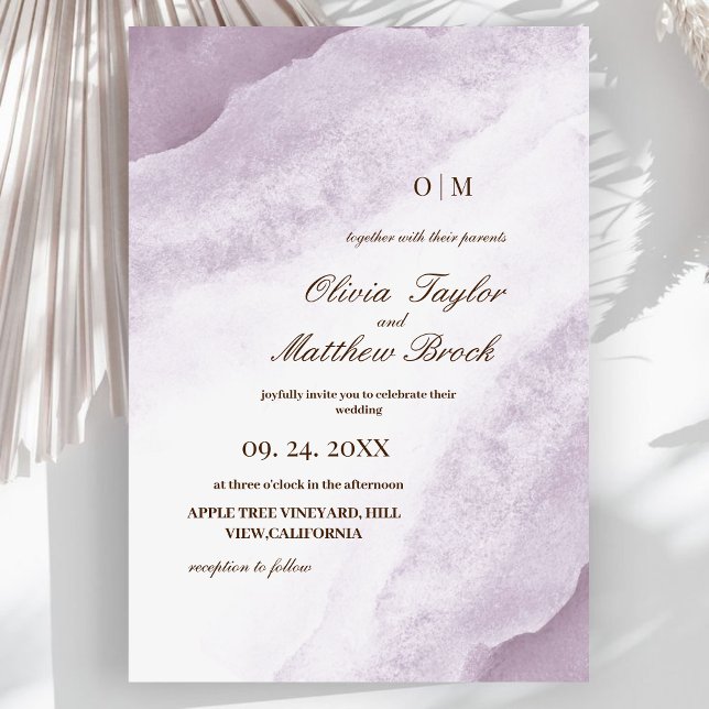  Watercolor Wash | Purple Elegant Wedding Invitation (Creator Uploaded)