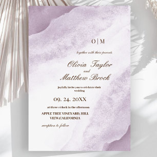 Watercolor Wash   Purple Elegant Wedding Invitation