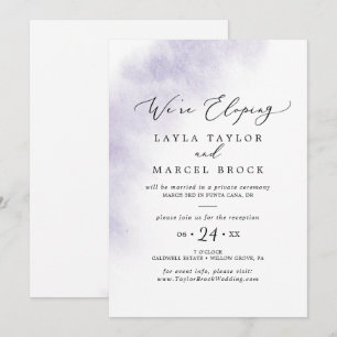 Watercolor Wash   Purple Elopement Reception Invitation