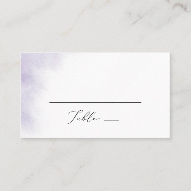 Watercolor Wash | Purple Flat Wedding Place Card (Front)