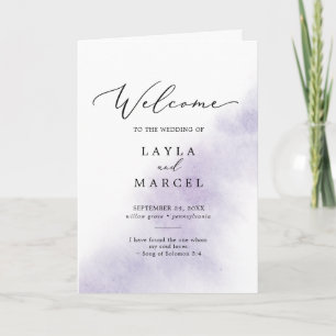 Watercolor Wash   Purple Folded Wedding Programme
