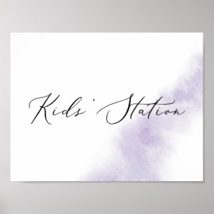 Watercolor Wash   Purple Horizontal Kids' Station Poster