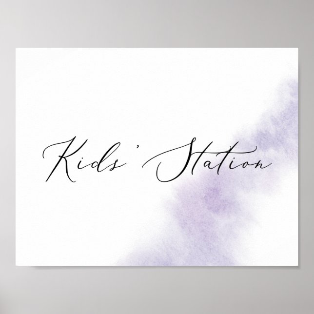 Watercolor Wash | Purple Horizontal Kids' Station Poster (Front)
