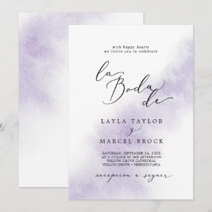 Watercolor Wash   Purple La Boda De Wedding Invitation