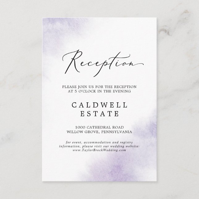 Watercolor Wash | Purple Reception Insert Card (Front)