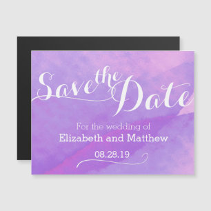 Watercolor wash purple save the date magnetic invitation