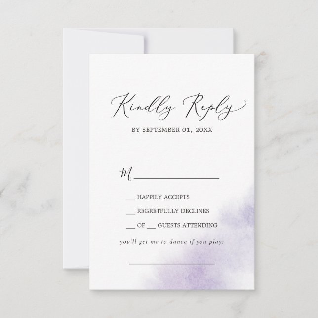 Watercolor Wash | Purple Song Request RSVP Card (Front)