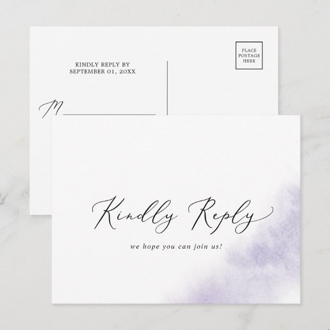 Watercolor Wash | Purple Song RSVP Postcard (Front/Back)