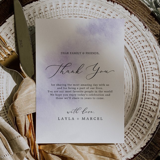 Watercolor Wash | Purple Thank You Reception Card (Watercolor Wash | Purple Thank You Reception Card)