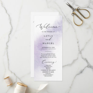 Watercolor Wash Purple Wedding Program Programme