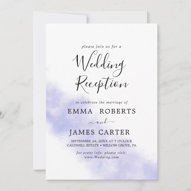 Watercolor Wash | Purple Wedding Reception  Invitation (Front)