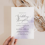 Watercolor Wash | Purple Wedding Reception Invitation<br><div class="desc">This watercolor wash purple wedding reception invitation is perfect for a modern post elopement party. The simple and classic design features a splash of pastel lavender purple water colour with minimalist elegant style. RSVP cards are sold separately,  or you can add RSVP info to the back of the card.</div>