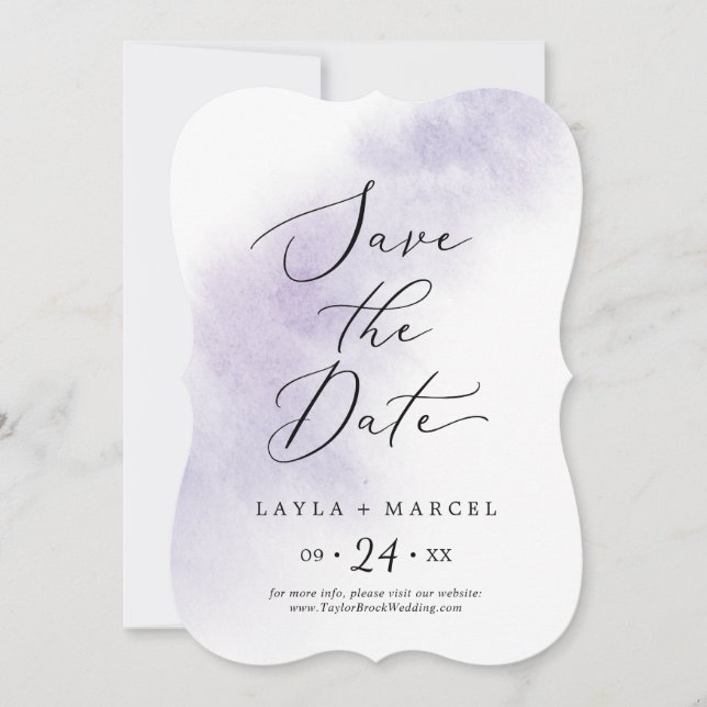 Watercolor Wash | Purple Wedding Save The Date (Front)