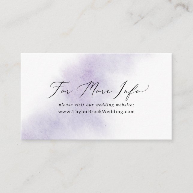 Watercolor Wash | Purple Wedding Website Enclosure Card (Front)