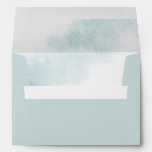 Watercolor Wash Sea Blue Monogram Wedding Envelope