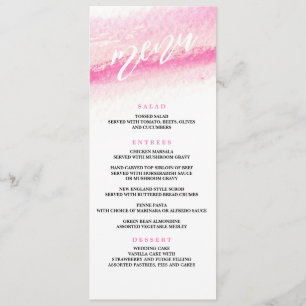 watercolor wash  wedding dinner menu