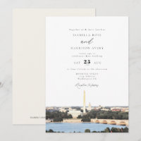 Watercolor Washington DC Monument Skyline Wedding