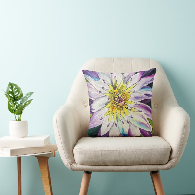 Watercolor water lilies fine art cushion (Chair)