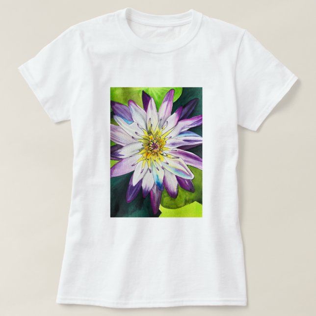 Watercolor water lilies fine art T-Shirt (Design Front)