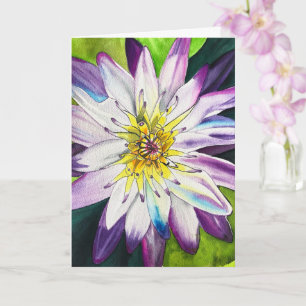 Watercolor water lily fine art card