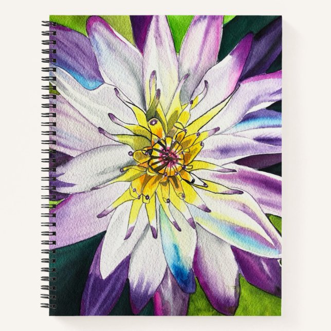 Watercolor water lily fine art notebook (Front)