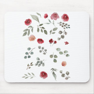 Watercolor Watercolor Roses Green Leaves Leaves Mouse Mat