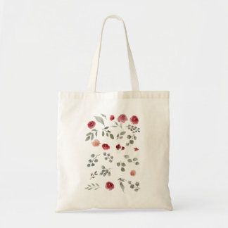 Watercolor Watercolor Roses Green Leaves Leaves Tote Bag