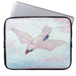 Watercolor Watercolour White Eagle Flying Reiki  Laptop Sleeve