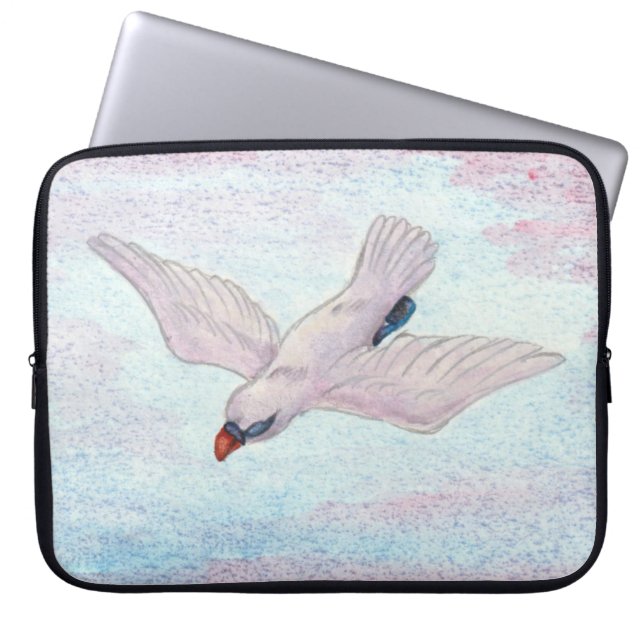 Watercolor Watercolour White Eagle Flying Reiki  Laptop Sleeve (Front)