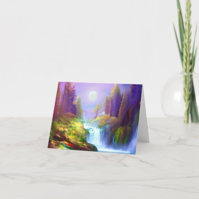 Watercolor waterfall customisable card (Front)