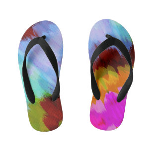 Watercolor waterfall, nature 2 kid's flip flops
