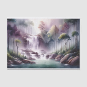 Watercolor Waterfall Purple and Green Decoupage Tissue Paper