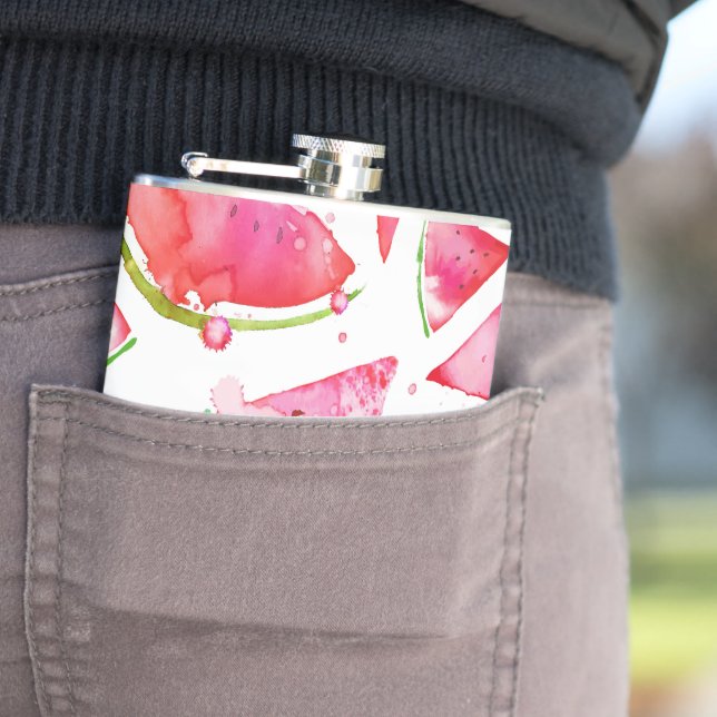 Watercolor Watermelon 1 Hip Flask (In Situ)