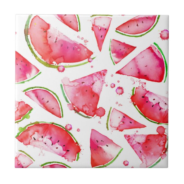 Watercolor Watermelon 1 Tile (Front)