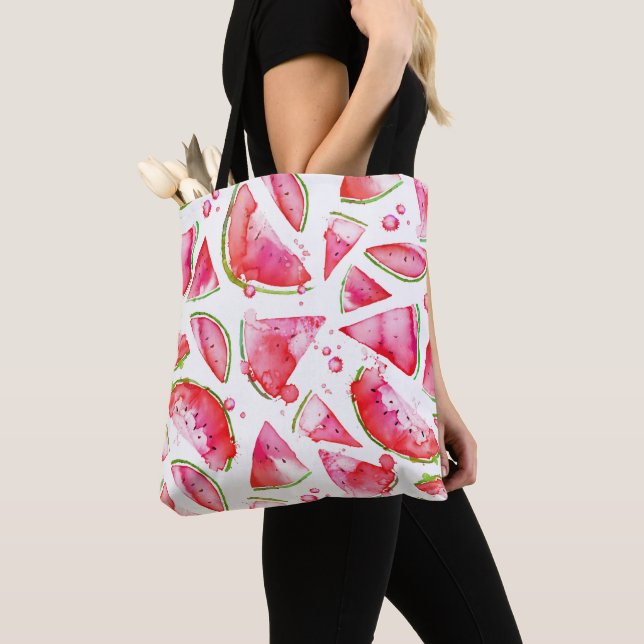 Watercolor Watermelon 1 Tote Bag (Close Up)